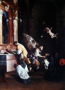 Szent Bonaventúra utolsó áldozása (olaj, vászon) alkotó: Luigi Mirandori