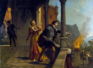Le Trouvère (il Trovatore), Giuseppe Verdi. Luigi Morgari kromolitográfiája