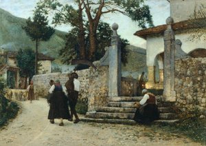 Estefelé Colturában, Luigi Nono (1850-1918), olaj, vászon, 47,5 cm x 67.