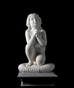 Imádkozó kisfiú Luigi Pampaloni (1791-1847) márványszobra, 1827 körül, Odon di Savoia herceg gyűjteményéből. Homályos. 68x38x30 cm Gének, modern művészeti galéria, bev. 919 alkotó: Luigi Pampaloni