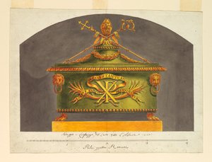 Rajz, Szarkofág az ereklye számára, 1825 körül.