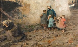A fájdalom iskolája Gyermekek nézik az anyjukat sírva Luigi Rossi (1853-1923) festménye 1895 Magántulajdon 1895