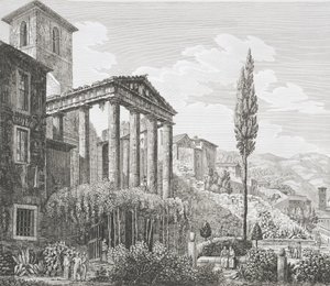 Herkules temploma Corában, a „Róma körvonalainak régiségei” című könyvből, 1824-26 között (lásd még: 205038)