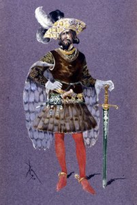 Kék szakáll. Luigi Sapelli Caramba (1865-1936) rajza 1910-ből Paul Dukas Ariane és kékszakáll című operájához
