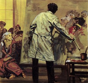 Eugene Delacroix másfél évet töltött a "Sciói mészárlás" (színes litográfia) festésével.