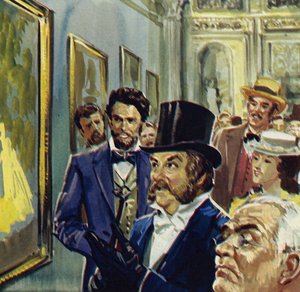 A La Loge Renoir hozzájárulása volt az impresszionisták első kiállításához (színes litográfia). alkotó: Luis Arcas Brauner