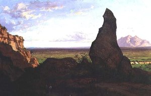 Táj egy kiemelkedő sziklával (olaj, vászon) alkotó: Luis Rigalt