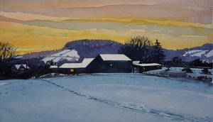Téli farm a naplementében