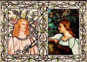 Tavasz és ősz, gyártó: Tiffany Glass & Manufacturing Co., 1892 körül (ólmozott üveg)