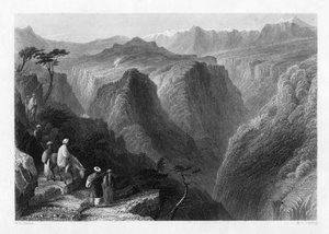 Libanon-hegy, a Kedesha völgye felett, vagy Szent-völgy, Libanon, 1841.