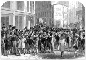 Kerbstone-i tőzsdeügynökök New Yorkban, 1864. alkotó: M. Jackson