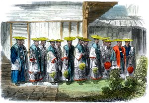 Az éjszakai őr a Jeddo Edo-ban, Japánban, 1864. alkotó: M. Jackson