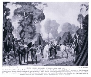 Henry a 1920-as évek AD1170-es Beckets kengyelét tartja