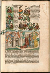 Lábán genealógiai fája, Hartmann Schedel (1440-1514) nürnbergi krónikájából, 1493-ban nyomtatva (fametszet) alkotó: M. and Pleydenwurff W. Wolgemuth