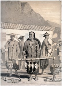 Fishmongers, Victoria Street, Hong Kong, Kína, c1860.