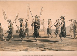 „Zenészek és zászlóvivők a temetés előtt”, 1860.