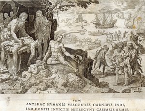Csatatér az Újvilágban 1530-ban, 6. tábla az „V. Károly császár katonai eredményei”-ből, amelyet Dirk Volkertsz Coornhert (1522-90) vésett, 1555