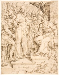 Krisztus Heródes előtt alkotó: Maarten van Heemskerck