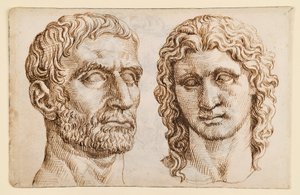 Egy idős férfi feje, egy ifjú feje alkotó: Maarten van Heemskerck