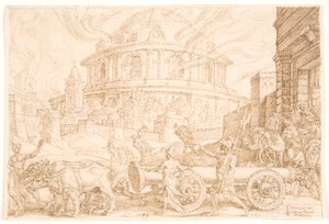 Nabukodonozor és a káldeusok kifosztják a jeruzsálemi templomot alkotó: Maarten van Heemskerck