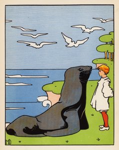 "Szép szegény tengeri oroszlán!" - mondta" (színes litográfia)