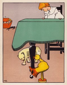 "Az asztal lábai körül" (színes litográfia)