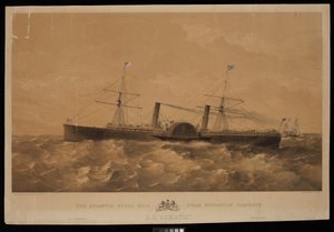 Az Atlanti Királyi Posta Gőzhajózási Társaság S.S. Adriatic nevű gőzhajója, 1856 körül (litográfia, színezett) alkotó: Macdonald & Co. Maclure