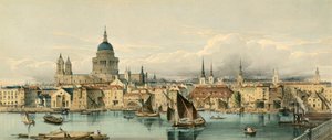 Hajók a Temzén és a Szent Pál-székesegyház, London City, 1850-es évek alkotó: Maclure
