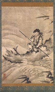 Zhang Qian kínai felfedező tutajon, 16. század közepe. alkotó: Maejima Soyu