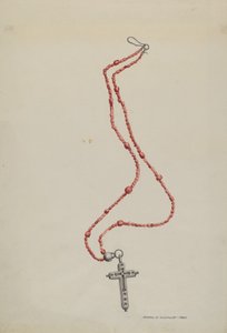 Korallgyöngyök és feszület, c. 1937. alkotó: Majel G. Claflin