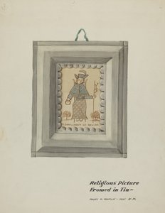 Kézzel rajzolt Santo Nino de Atocha-Kézzel készített bádogkeret, c. 1937. alkotó: Majel G. Claflin