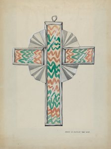 Ón és festett üvegkereszt, c. 1937. alkotó: Majel G. Claflin