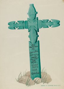 Fakereszt, faragott, kopjafaként használt, c. 1937.