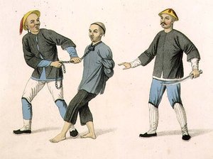 Börtönbe szállított bűnös, „Kína büntetései” 2. táblája, J. Dadley metszete