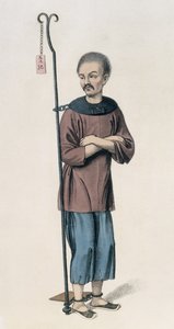 Egy vasrúdhoz láncolt gonosztevő, 12. lemez a „Kína büntetéseiből”, J. Dadley metszet, 1804