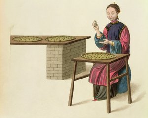 Egy nő teát készít, 21-es tányér a „Kína jelmeze”-ből, J. Dadley metszetével, 1800