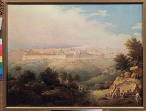 Kilátás Jeruzsálemről (Izrael) (Jeruzsálem látképe) - Maxim Nyikiphorovics Vorobjev (Vorobiev) (1787-1855) festménye, olaj, vászon