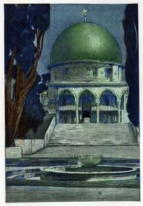 Al-Aksza mecset Jeruzsálemben. Manuel Orazzi (1860-1934) metszete, „Jeruzsálem kilátása”, Párizs