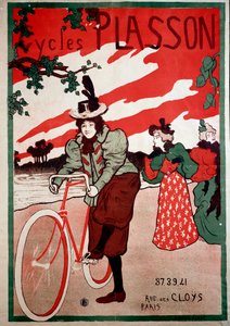 Belle Epoque: reklámplakát kerékpárokhoz (kerékpárokhoz) Plasson. Manuel Robbe (1872-1936) plakátja Magángyűjtemény