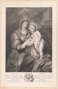 Mária a gyermek Krisztussal Sancta Virgo (cím a tárgyon)