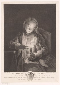 A lány gyertyafénynél levelet olvas Le negligee galant (cím a tárgyon)