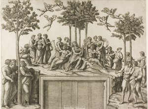 Apollo a Parnassuson alkotó: Marcantonio Raimondi