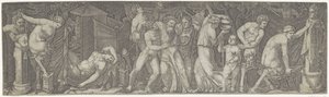 Bacchanal részeg Bacchusszal, szatírokkal és maenádokkal alkotó: Marcantonio Raimondi