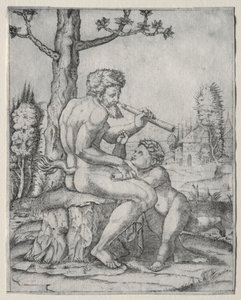 Faun és gyermek alkotó: Marcantonio Raimondi
