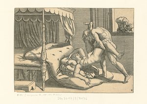 Én Modi. 9. pozíció, 1530-1540. alkotó: Marcantonio, Raimondi