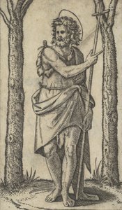 Keresztelő János bottal, a Piccoli Santi sorozatból, a Small Saints,..., kb. 1500-1527. alkotó: Marcantonio Raimondi