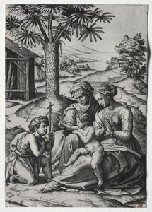 Pálmafa Madonna. alkotó: Marcantonio Raimondi
