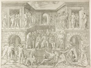 Egy gyermek és fiatal nő portréja alkotó: Marcantonio Raimondi