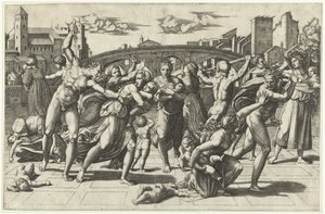 Az ártatlanok mészárlása, 1515 körül alkotó: Marcantonio Raimondi