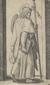 Major Szent Jakab, a jobb keze a könyv, a baljában a bot jobbra néz, a t...-tól kb. 1500-1527. alkotó: Marcantonio Raimondi
